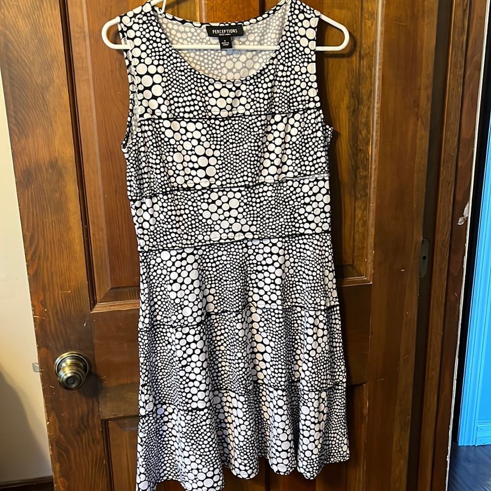 Black dress with white bubbles